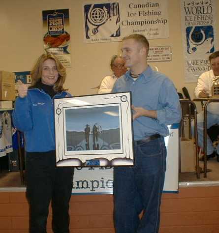 Karen accepting the Jean Powers Award